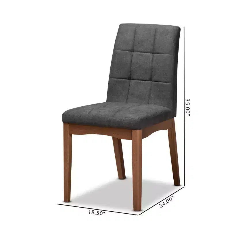 Lot de 2 chaises de salle à manger Tara en tissu et bois - Baxton Studio
