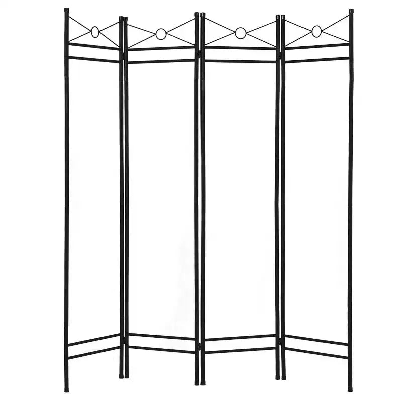 Costway 4 Panel Room Divider Privacy Screen Home Office Fabric Metal Frame