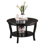 Table basse ronde avec étagère