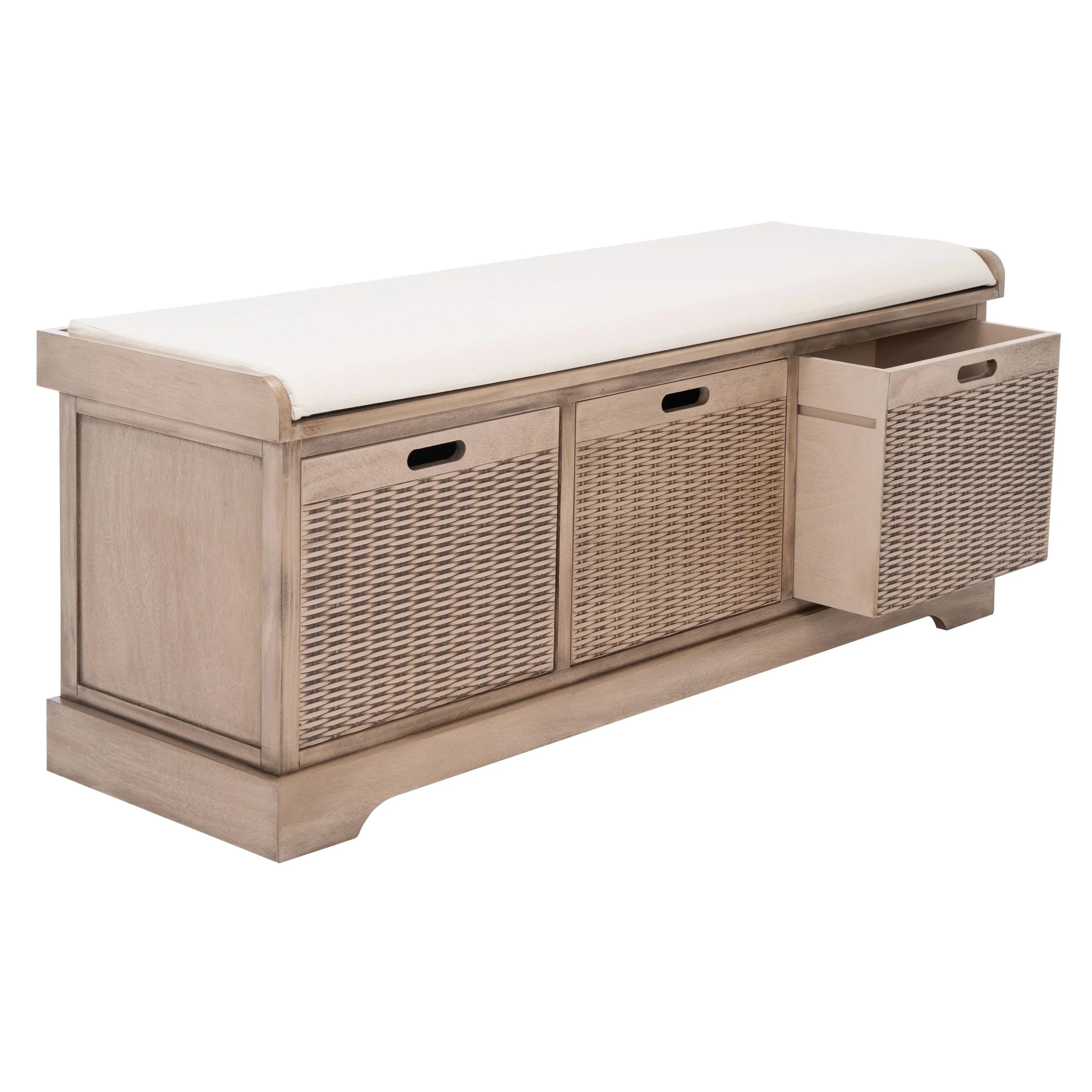 Banc de rangement SAFAVIEH Fiorello 3 tiroirs avec coussin - 47,3 L x 15 P x 19 H - 47Lx15Px19H