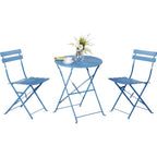 Set bistro pieghevole in metallo da 3 pezzi, set conversazione resistente alle intemperie per esterni/interni, per patio, cortile, giardino