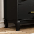 Commode double Timechee 6 tiroirs 47,2 po de largeur, pieds en bois massif, fini laqué