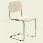 Chaise de salle à manger simple en métal sans accoudoirs, dossier plein, jaune
