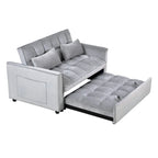 Divanetto Futon Moderno in Velluto con Schienale Reclinabile e Tasche, 2 Posti - Grigio Scuro / Grigio Chiaro / Blu / Nero