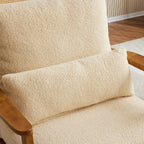 Fauteuil d'appoint rembourré en mélange de lin avec pieds en bois et un oreiller beige