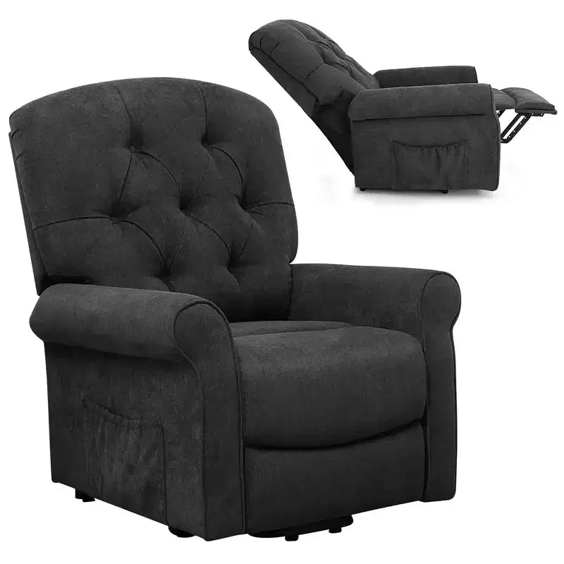 Fauteuil inclinable électrique Costway pour personnes âgées avec poches latérales et télécommande Noir/Marron
