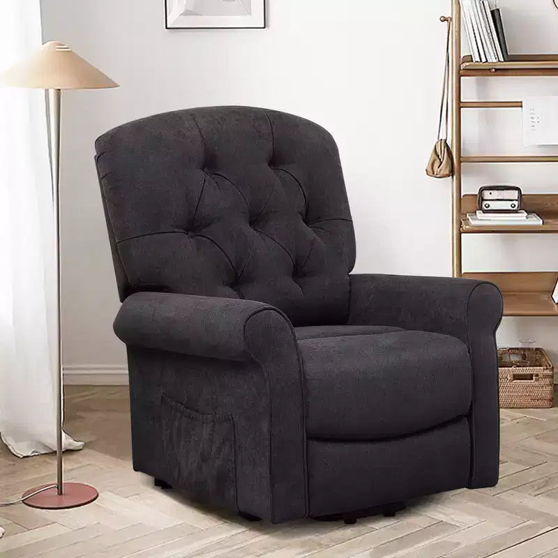 Fauteuil inclinable électrique Costway pour personnes âgées avec poches latérales et télécommande Noir/Marron