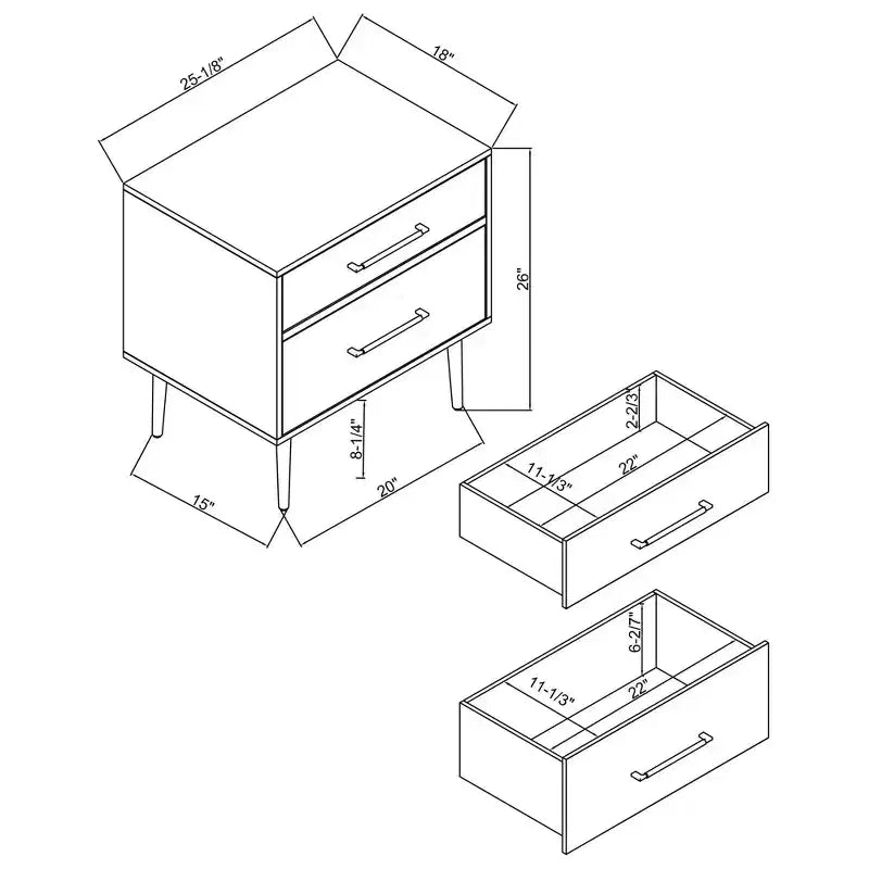 Table de chevet Gloria 2 tiroirs - Linon