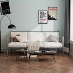 Cadre de lit de repos en métal Costway, taille double, avec support à lattes, base de matelas, pour salon, blanc/noir/argent