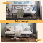 Cadre de lit de repos en métal Costway, taille double, avec support à lattes, base de matelas, pour salon, blanc/noir/argent