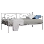Cadre de lit de repos en métal Costway, taille double, avec support à lattes, base de matelas, pour salon, blanc/noir/argent