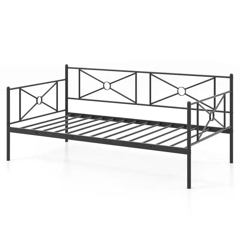 Cadre de lit de repos en métal Costway, taille double, avec support à lattes, base de matelas, pour salon, blanc/noir/argent