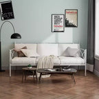 Cadre de lit de repos en métal Costway, taille double, avec support à lattes, base de matelas, pour salon, blanc/noir/argent