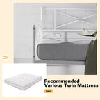 Cadre de lit de repos en métal Costway, taille double, avec support à lattes, base de matelas, pour salon, blanc/noir/argent