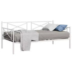 Cadre de lit de repos en métal Costway, taille double, avec support à lattes, base de matelas, pour salon, blanc/noir/argent