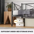 Cadre de lit de repos en métal Costway, taille double, avec support à lattes, base de matelas, pour salon, blanc/noir/argent