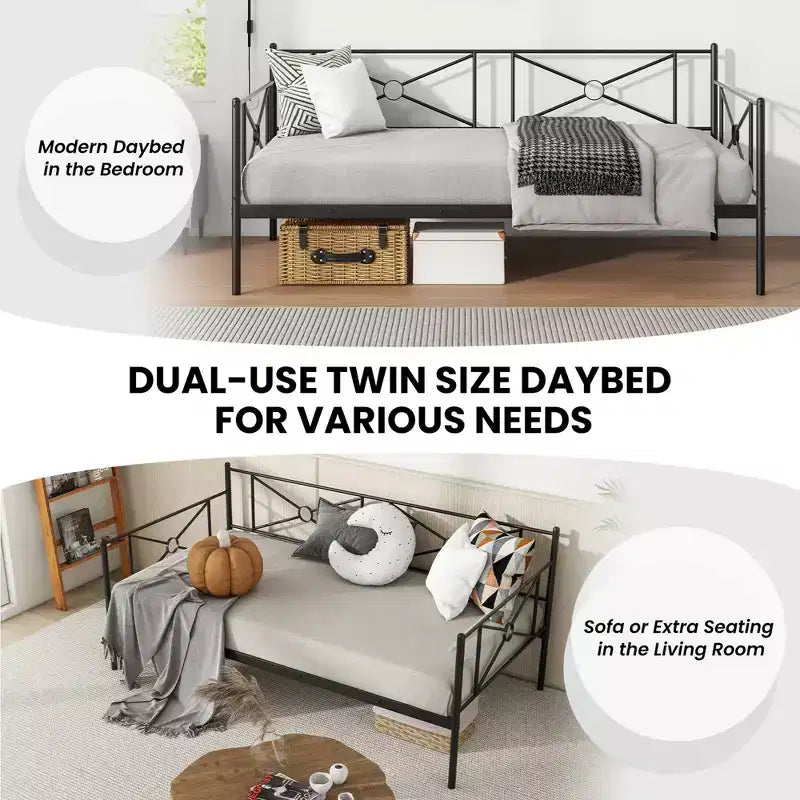 Cadre de lit de repos en métal Costway, taille double, avec support à lattes, base de matelas, pour salon, blanc/noir/argent