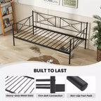 Cadre de lit de repos en métal Costway, taille double, avec support à lattes, base de matelas, pour salon, blanc/noir/argent