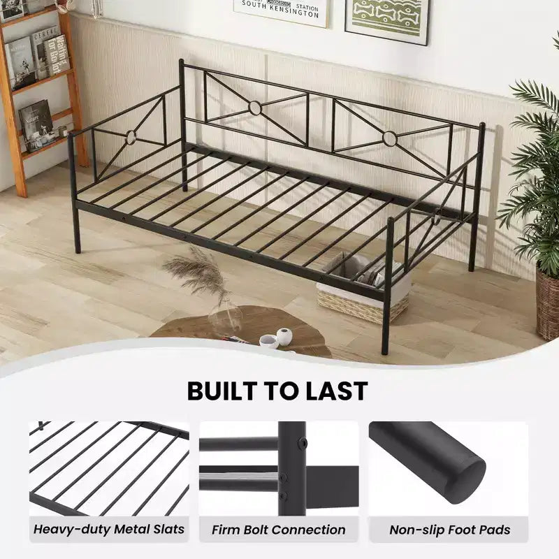 Cadre de lit de repos en métal Costway, taille double, avec support à lattes, base de matelas, pour salon, blanc/noir/argent