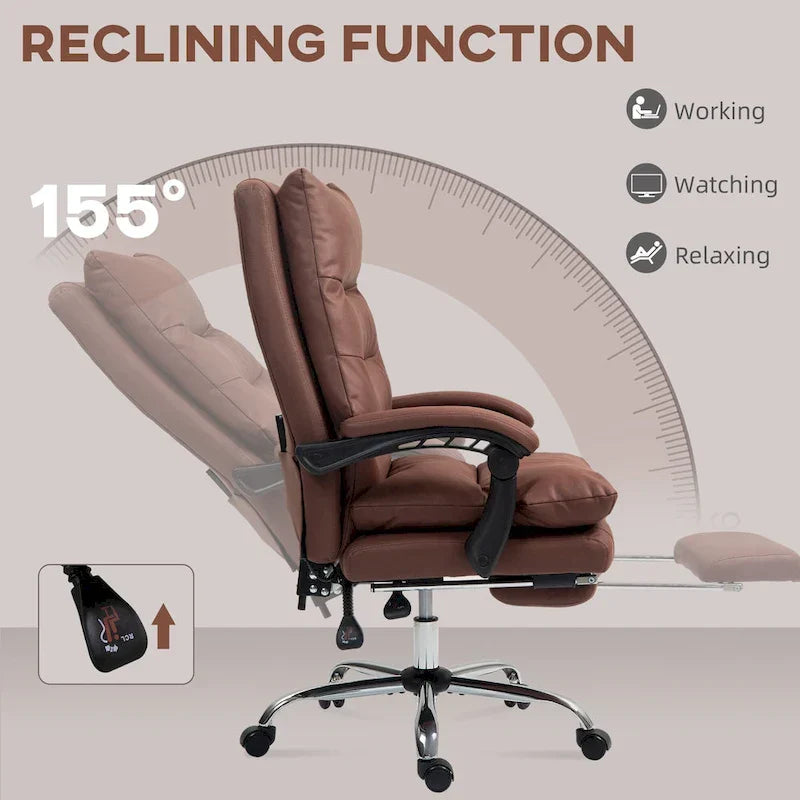 Fauteuil de bureau massant, chauffant et inclinable en microfibre Vinsetto avec vibrations