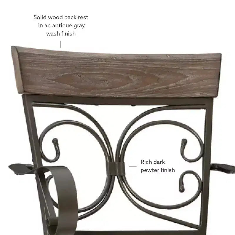 Tabouret de bar pivotant en similicuir et métal, avec accoudoirs, grand format, Nora - Linon