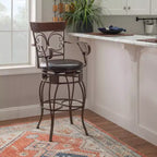 Tabouret de bar pivotant en similicuir et métal, avec accoudoirs, grand format, Nora - Linon