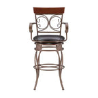 Tabouret de bar pivotant en similicuir et métal, avec accoudoirs, grand format, Nora - Linon