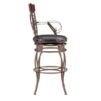 Tabouret de bar pivotant en similicuir et métal, avec accoudoirs, grand format, Nora - Linon