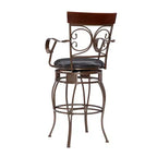 Tabouret de bar pivotant en similicuir et métal, avec accoudoirs, grand format, Nora - Linon