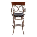 Tabouret de bar pivotant en similicuir et métal, avec accoudoirs, grand format, Nora - Linon
