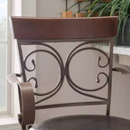 Tabouret de bar pivotant en similicuir et métal, avec accoudoirs, grand format, Nora - Linon