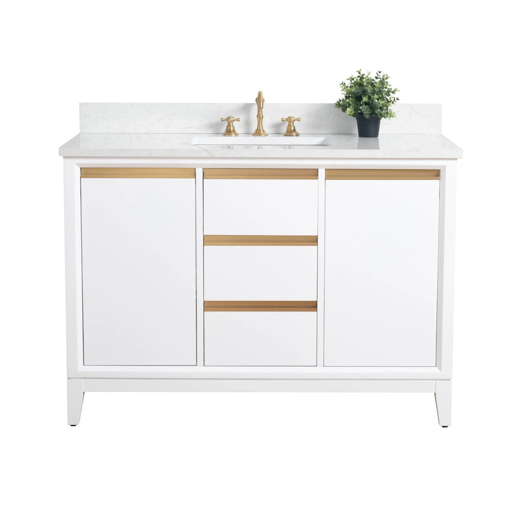 Meuble-lavabo Vanity Art avec évier en céramique et dessus en marbre reconstitué