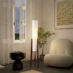 Vintage Wooden Torch LED Floor Lamps with Fabric Shade