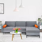 Costway Modular L-shaped Sectional Sofa with Reversible Chaise & 2 USB Ports Ash Grey