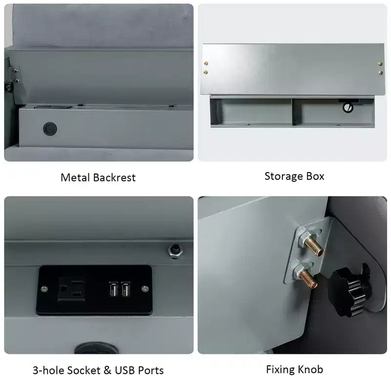 Costway Modular L-shaped Sectional Sofa with Reversible Chaise & 2 USB Ports Ash Grey