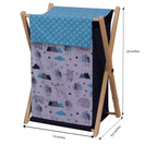 Bacati - Woodlands Aqua/Navy/Gray Boys Laundry Hamper with Wooden Frame