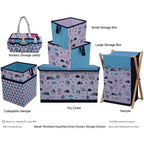 Bacati - Woodlands Aqua/Navy/Gray Boys Laundry Hamper with Wooden Frame