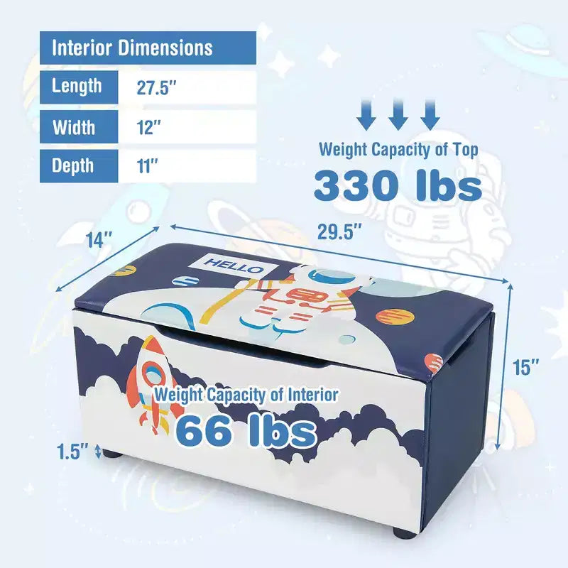 Costway Kids Upholstered Storage Ottoman Bench Versatile Toy Chest Footrest Stool with Lid