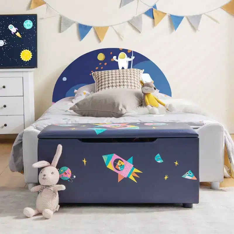 Costway Kids Upholstered Storage Ottoman Bench Versatile Toy Chest Footrest Stool with Lid