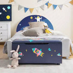 Costway Kids Upholstered Storage Ottoman Bench Versatile Toy Chest Footrest Stool with Lid