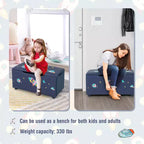 Costway Kids Upholstered Storage Ottoman Bench Versatile Toy Chest Footrest Stool with Lid