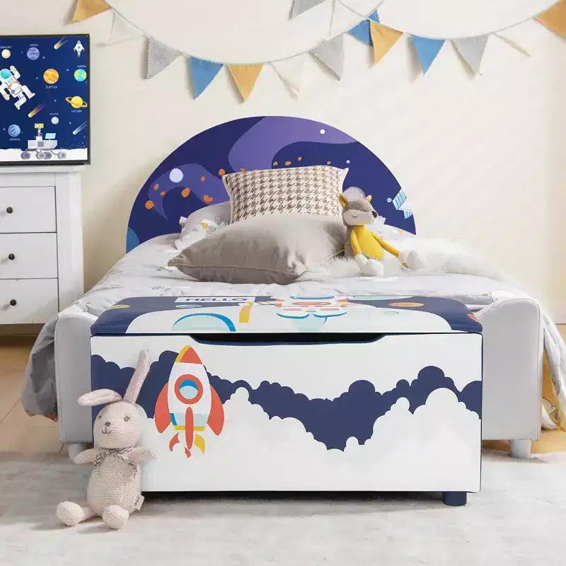 Costway Kids Upholstered Storage Ottoman Bench Versatile Toy Chest Footrest Stool with Lid