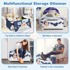 Costway Kids Upholstered Storage Ottoman Bench Versatile Toy Chest Footrest Stool with Lid