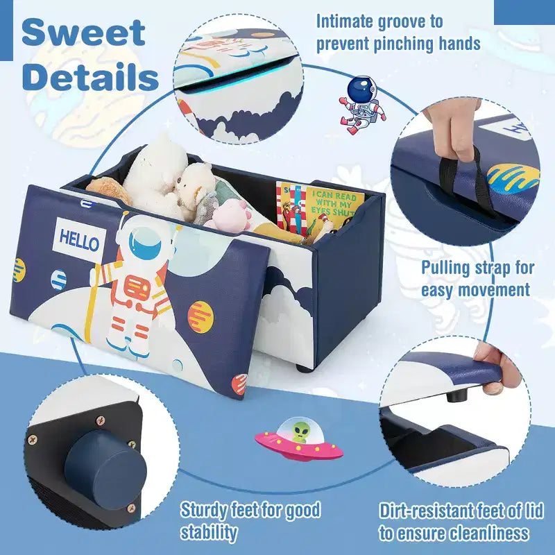 Costway Kids Upholstered Storage Ottoman Bench Versatile Toy Chest Footrest Stool with Lid