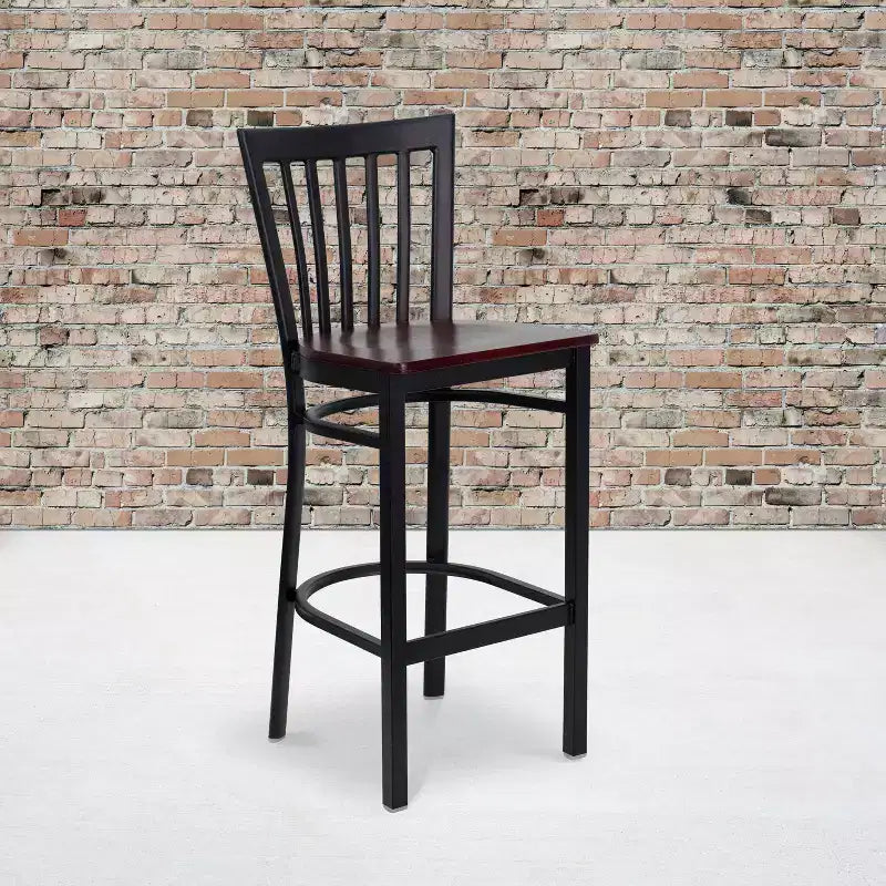 Emma and Oliver 2 Pack School House Back Metal Restaurant Barstool
