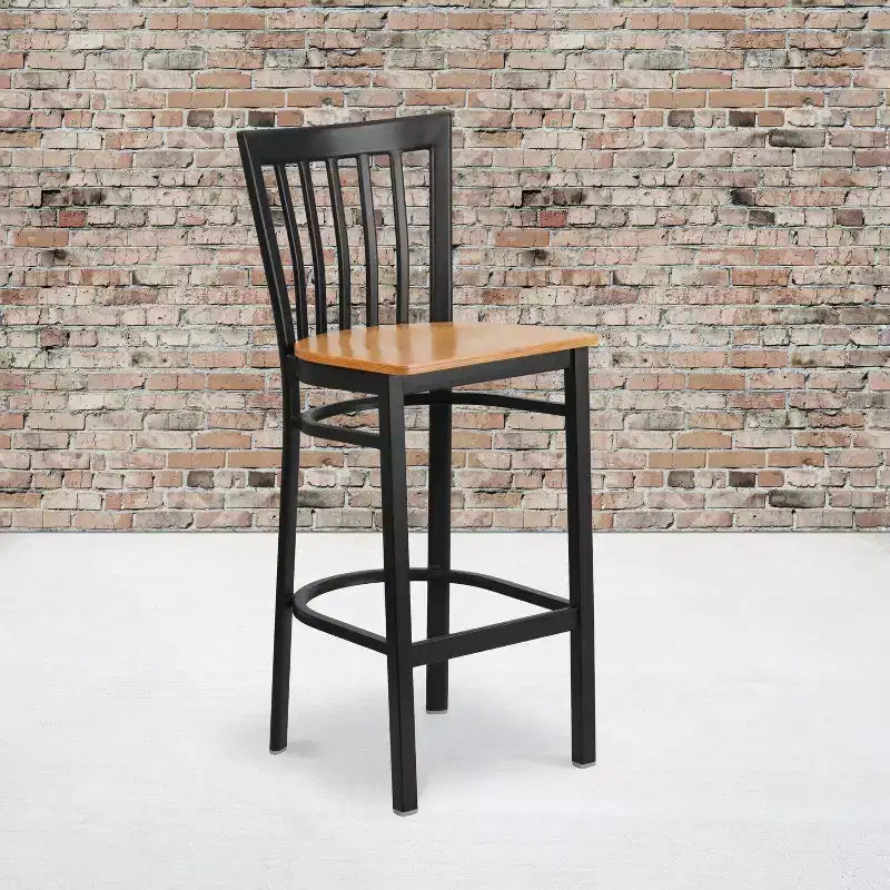 Emma and Oliver 2 Pack School House Back Metal Restaurant Barstool