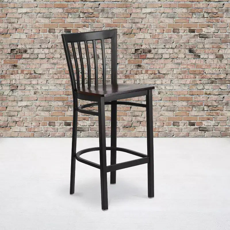 Emma and Oliver 2 Pack School House Back Metal Restaurant Barstool