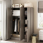 Armoire de rangement en bois avec 6 cubes de rangement et tringle à vêtements