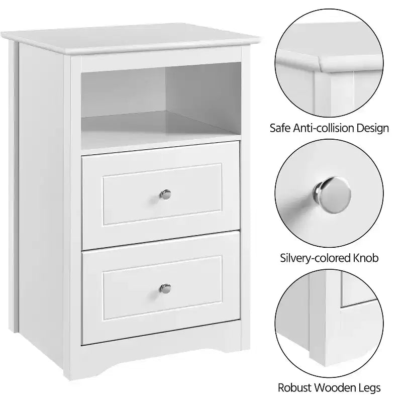 Yaheetech Woodenll End Table with Storage Drawers and Open Shelf for Bedroom, Living Room
