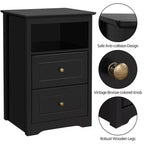 Yaheetech Woodenll End Table with Storage Drawers and Open Shelf for Bedroom, Living Room